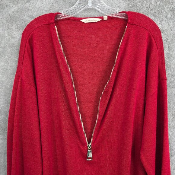 Soft Surroundings Valentina Zip Sweater Top 2X Sangria Red Slub Jersey Knit Soft - Picture 5 of 10